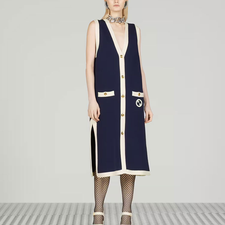 Свитер женский Gucci, классический крой, синий — фото 2