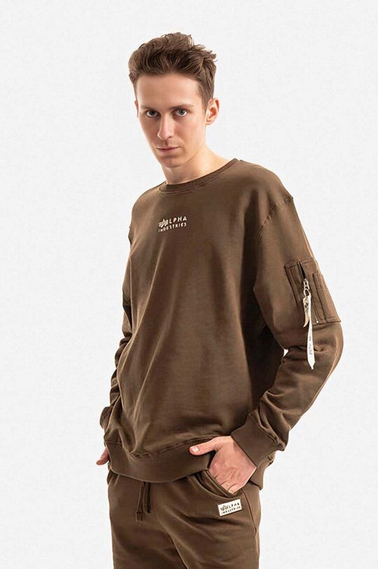 

Хлопковая толстовка Alpha Industries, зеленый