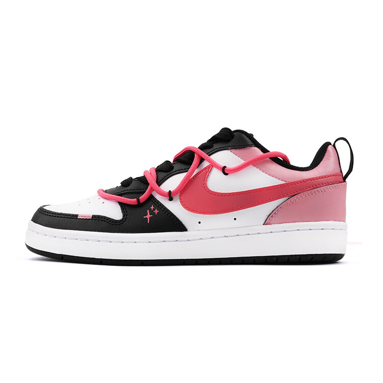 

Кроссовки Nike Court Borough Skateboard Shoes Women's Low-Top Black White Pink, Черный, Кроссовки Nike Court Borough Skateboard Shoes Women's Low-Top Black White Pink