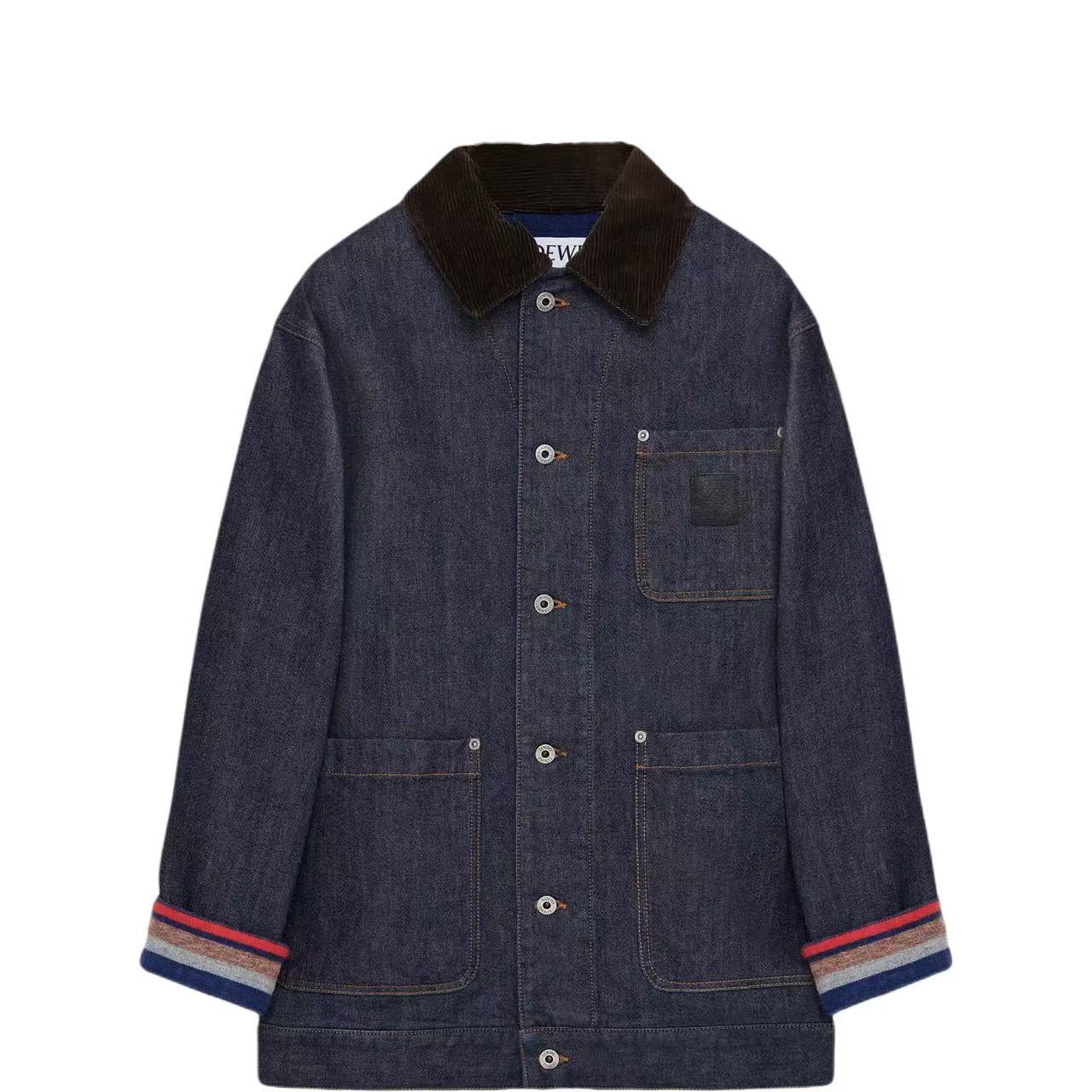 

Куртка с карманом и воротником из вельвета LOEWE, primary denim/синий