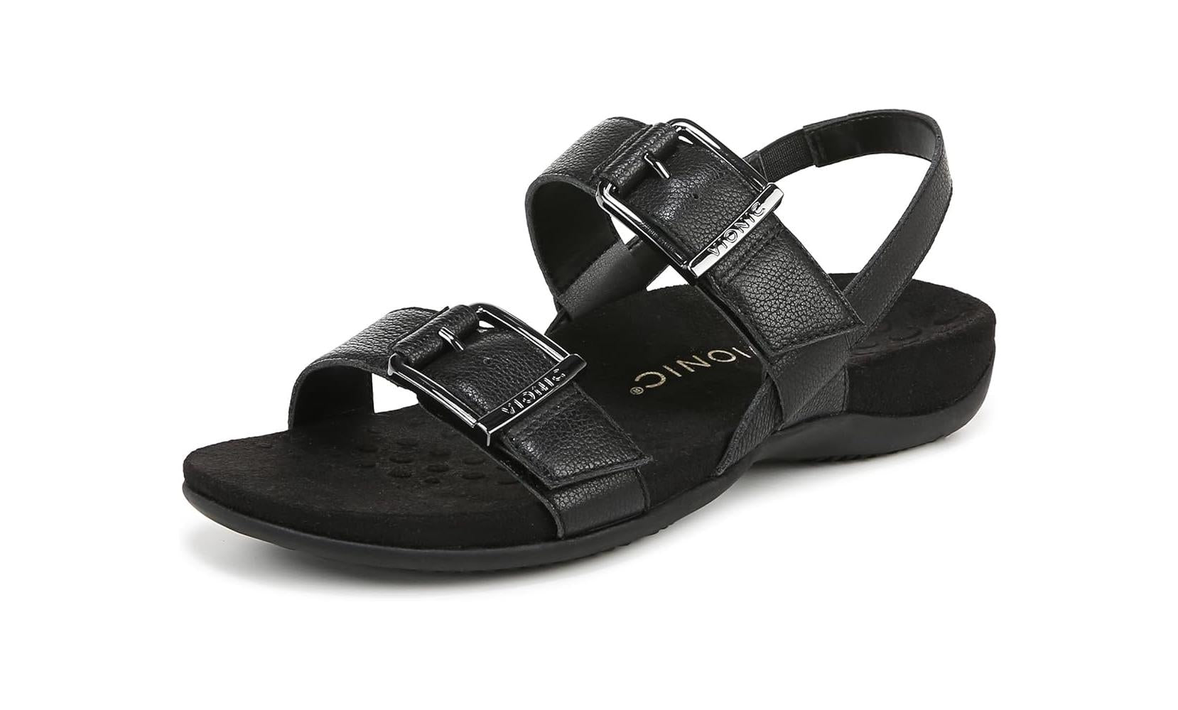VIONIC Womens Reese Slingbacks Heeled Sandal - Black Leather