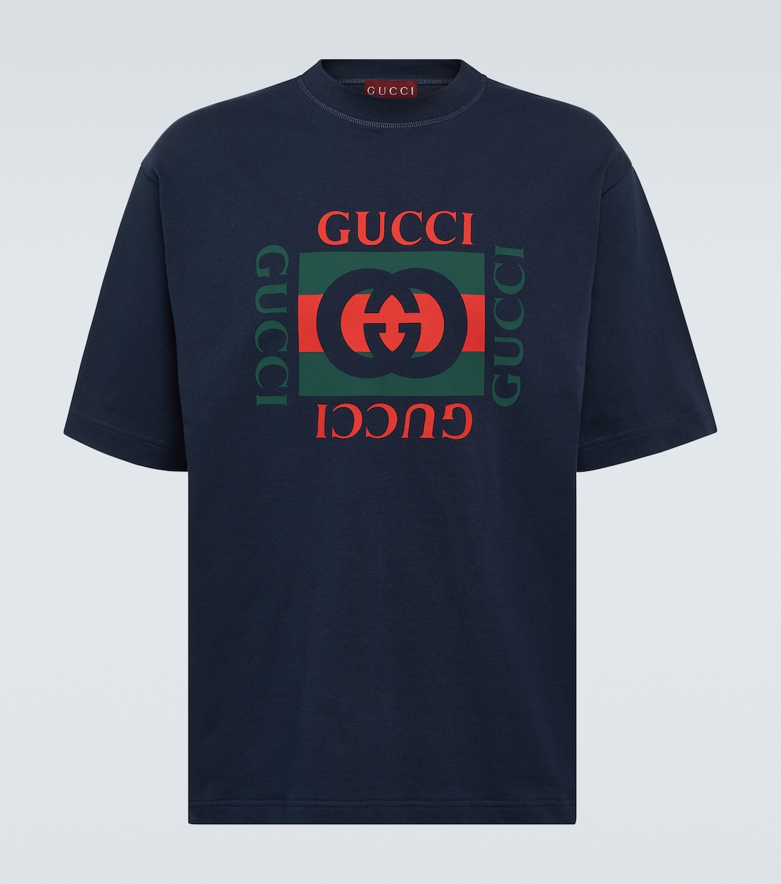 

Футболка из хлопкового джерси с логотипом Gucci, Navy/Mc