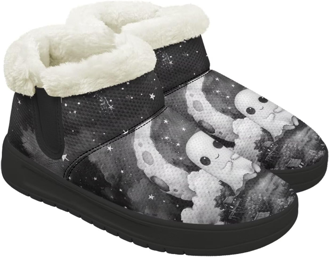 

Зимние утепленные ботинки Forchrinse для женщин и мужчин, комфортные полусапожки с антискользящей подошвой для улицы, Halloween Ghost