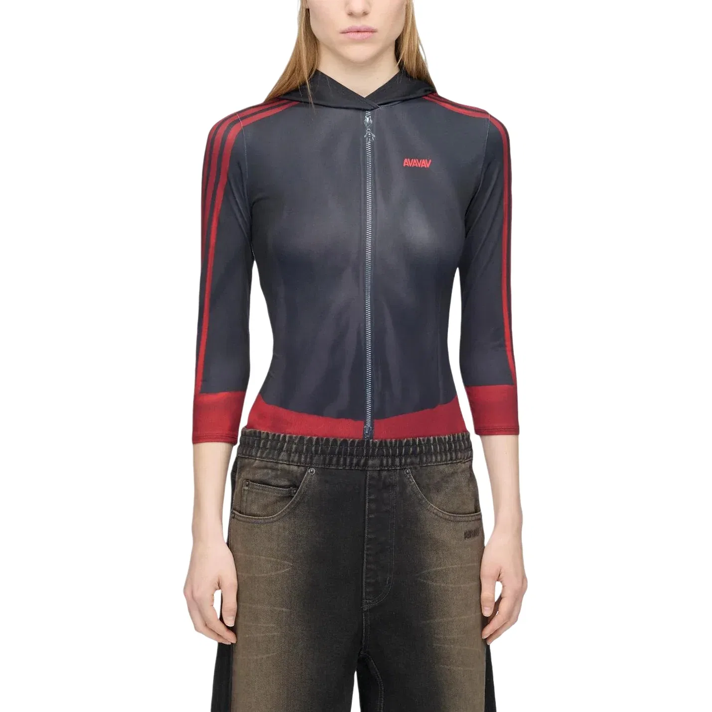 Футболка Adidas x Avavav Tracktop Baselayer Asia Sizing 'Better Scarlet' KF4971, темно-синий — фото 3
