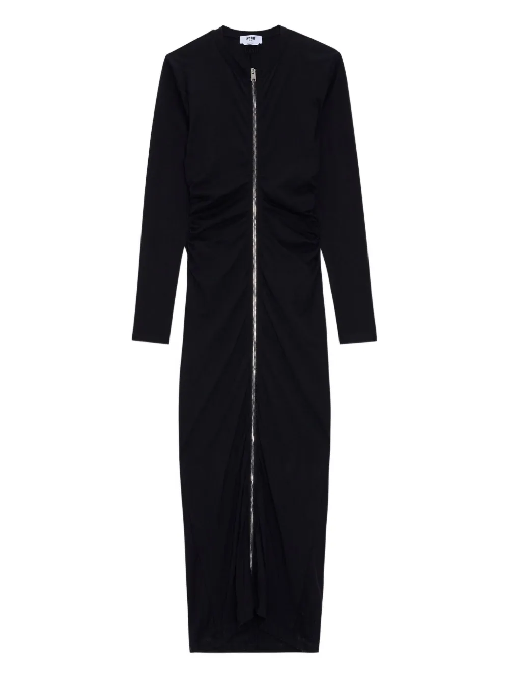 

Макси-платье с молнией спереди и присборенной отделкой MSGM, черный
