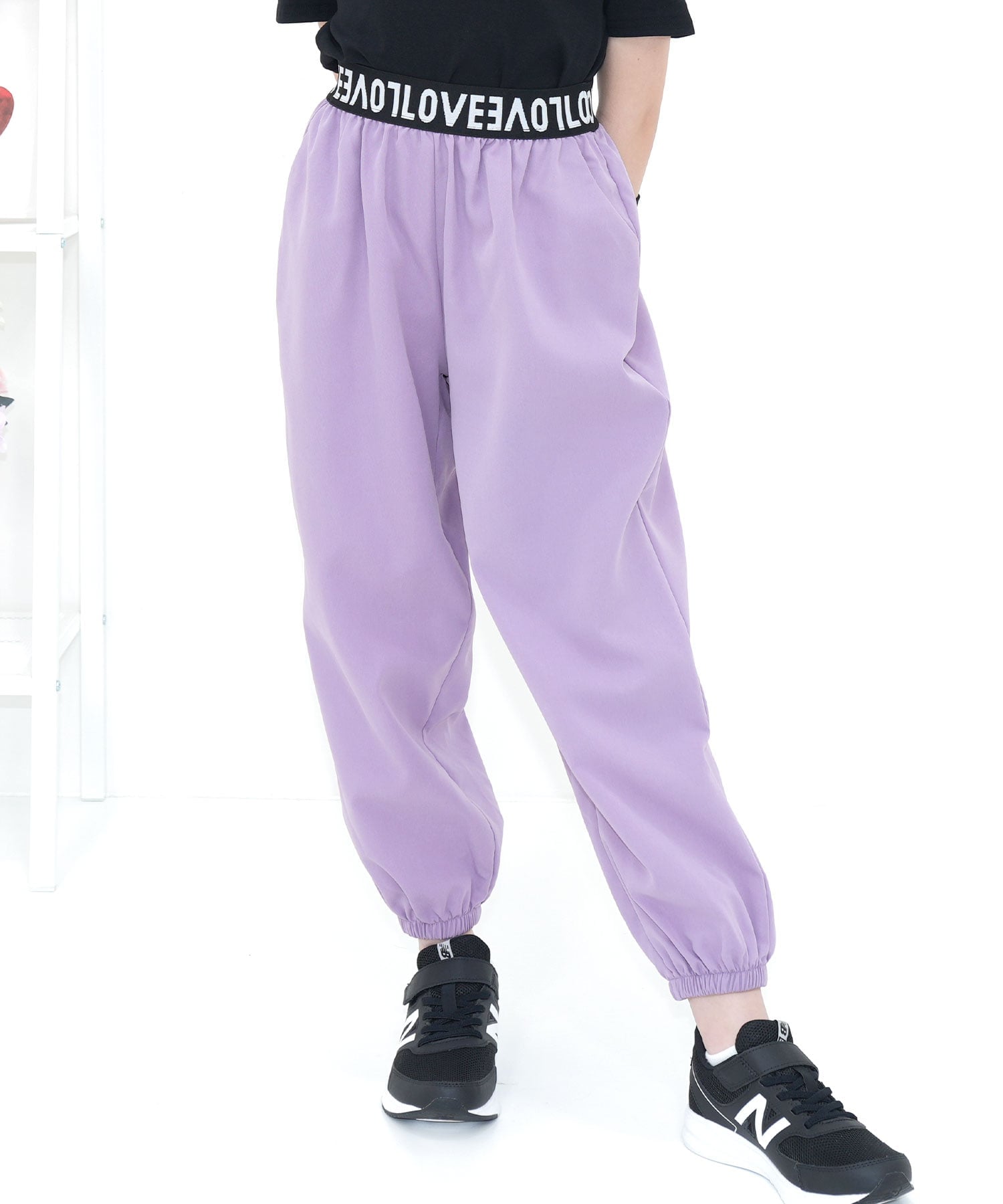 Брюки-карго Bee с лентой и карманами, детская одежда для девочек Bee, Lavender x LOVE logo