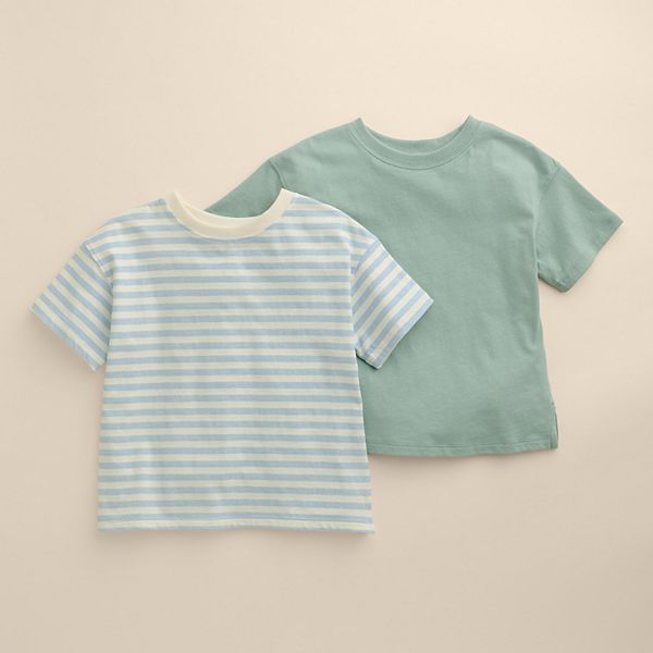 

Детский набор из 2 футболок с коротким рукавом relaxed, размеры 4-12 Little Co. By Lauren Conrad, Blue Essential Stripe