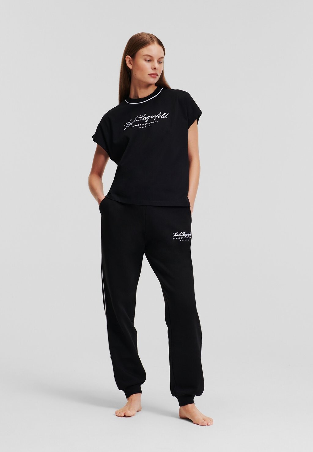 

Верх пижамы HOTEL KARL CAP SLEEVE T-SHIRT KARL LAGERFELD, черный