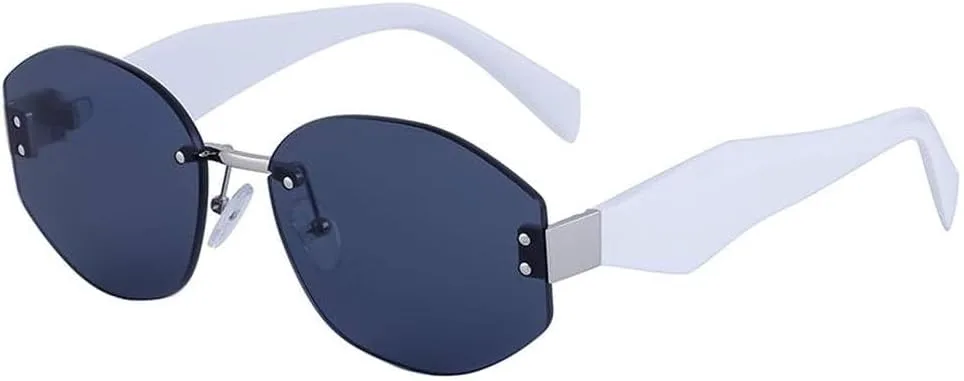 

Винтажные солнцезащитные очки без оправы для женщин, роскошные ретро-панк солнцезащитные очки для женщин, защита от УФ-излучения UV400, SUN4145 Generic, C6whitegray