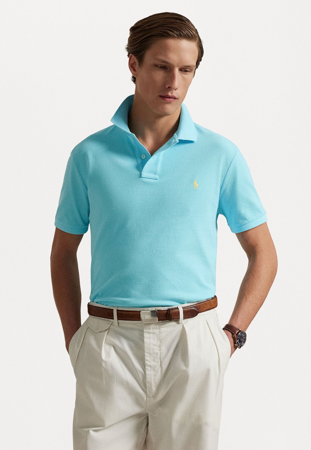 

Поло SLIM FIT MESH POLO SHIRT Polo Ralph Lauren, светло-голубой