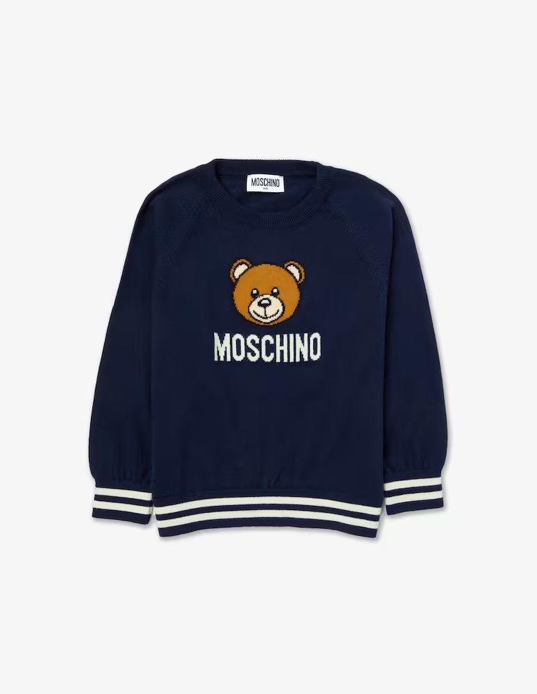 

Свитер из смесовой шерсти с логотипом Moschino, синий
