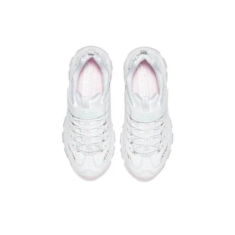Теплые и влагоотводящие низкие детские кроссовки для повседневной носки Skechers Kids, белый/розовый — фото 4