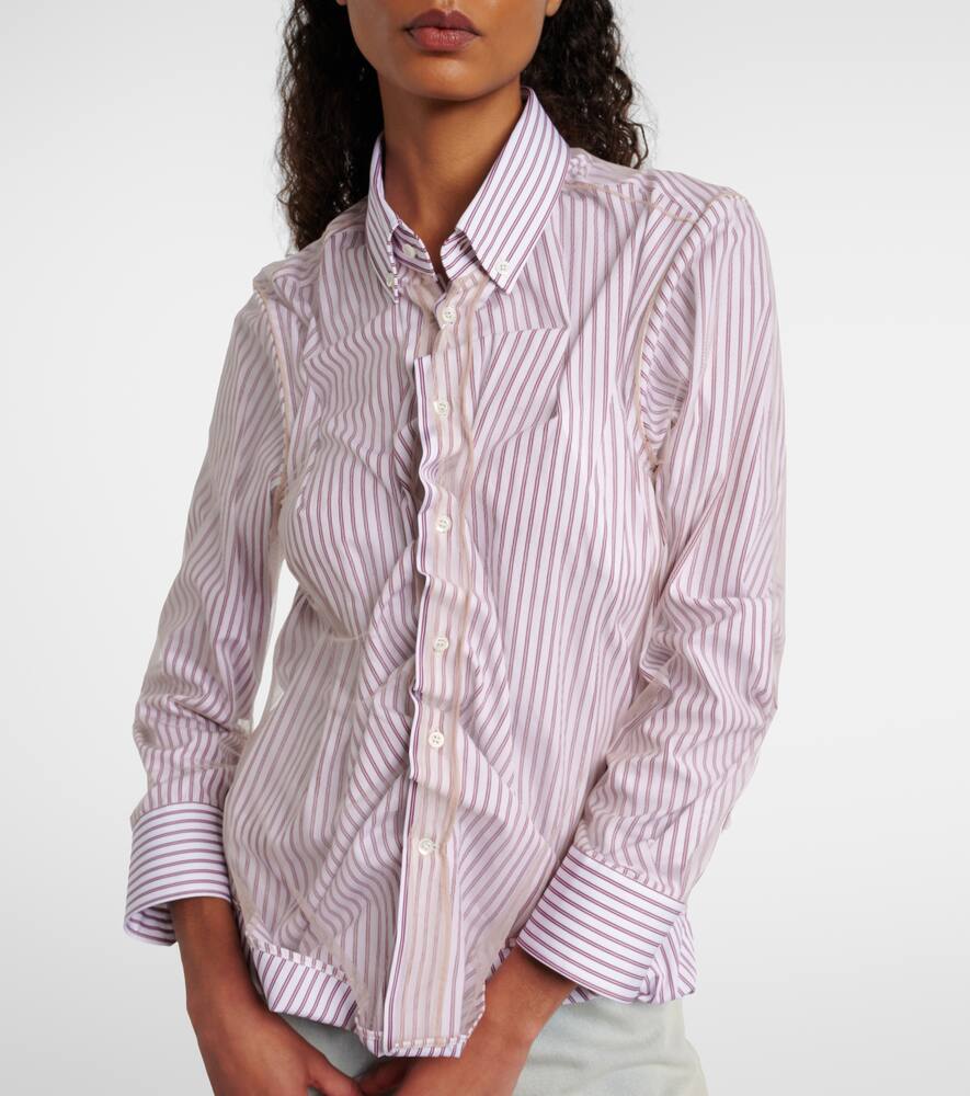 Рубашка из хлопкового поплина с защипами и в полоску Maison Margiela, Light Blue Stripe — фото 3