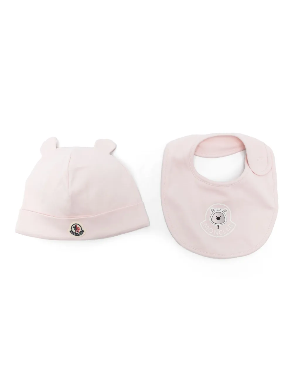 

Комплект из шапки и пинеток с нашивкой-логотипом Moncler Enfant, розовый