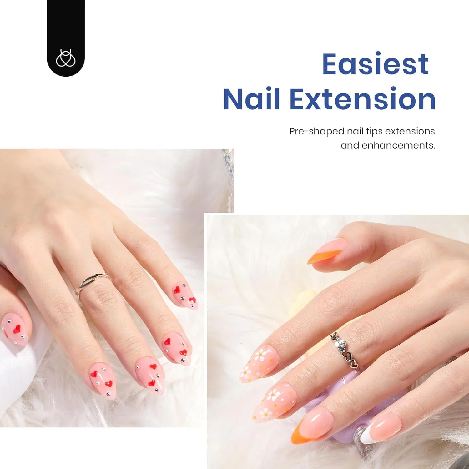 Набор для наращивания ногтей Beetles Gel Nail Tips Almond с УФ/LED лампой Beetles Gel Polish, Short Almond 500 Pieces (Clear Set) — фото 3