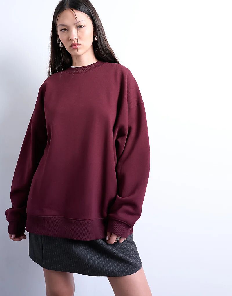 

Длинный свободный свитер Topshop бордового цвета - BURGUNDY