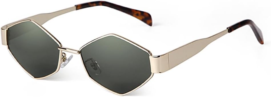 

Винтажные панк-солнцезащитные очки в металлической оправе с многоугольными линзами для женщин и мужчин, для вождения, с прозрачными линзами, защита от УФ-излучения UV400 generic, C5 Gold Green