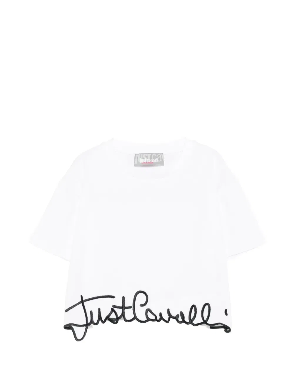 Укороченная футболка с нашивкой-логотипом Just Cavalli, белый