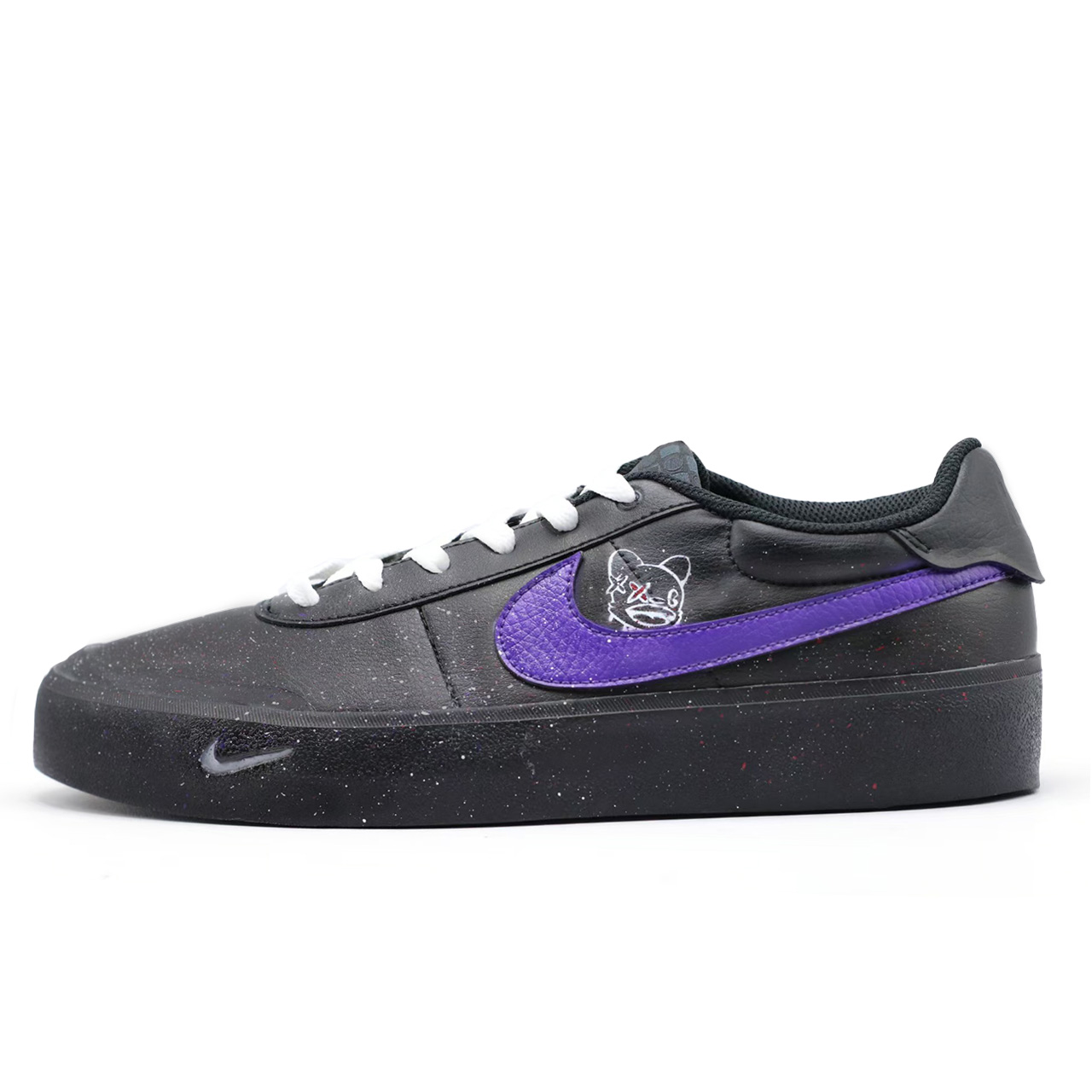 

Nike Кроссовки для скейтбординга Court Shot Black Purple, устойчивые к истиранию, низкие, мужские