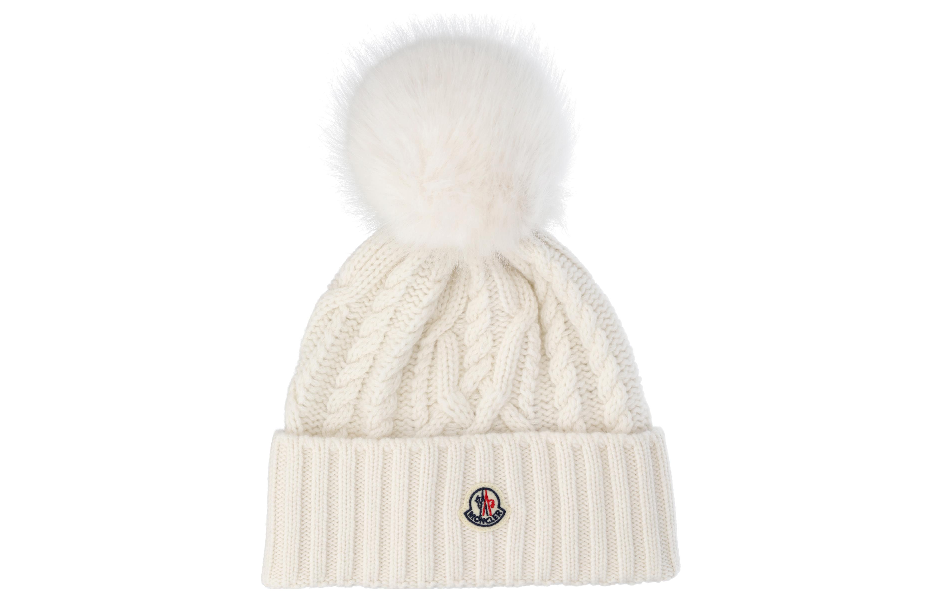 

Moncler Вязаная шапка с помпоном, White