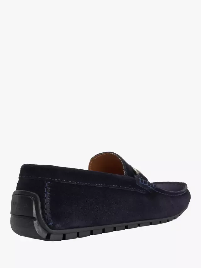 Мокасины-лоферы Brackon Wide Fit из замши с отделкой под уздечку Dune London, Navy — фото 3