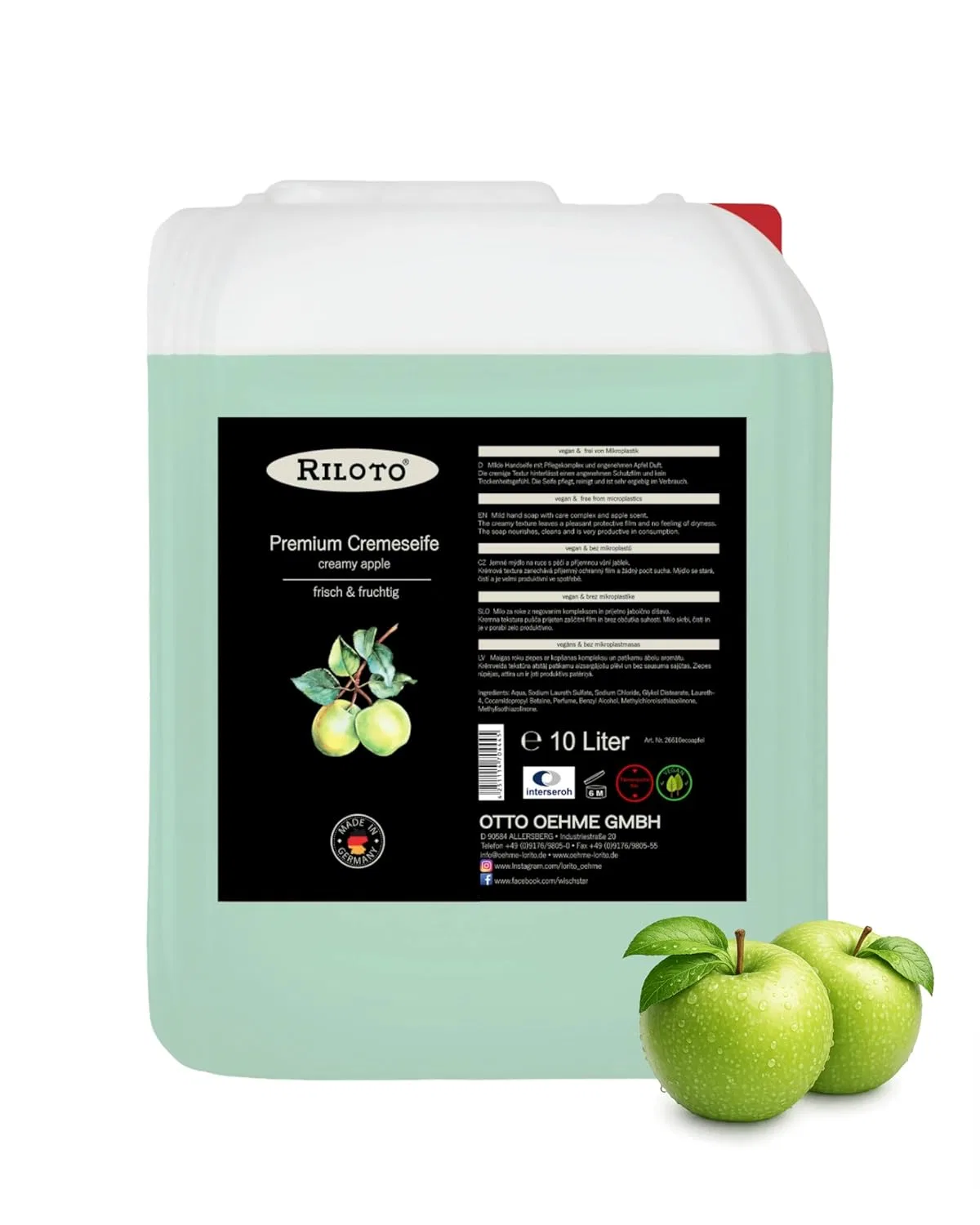 Жидкое мыло «Cremy Apple» с ароматом яблока, 10 л Riloto