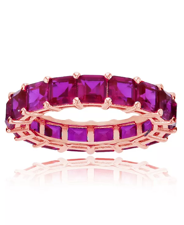 

Кольцо с красными кубическими цирконами огранки «принцесса» из стерлингового серебра с покрытием из розового золота 14 карат Macy'S, red