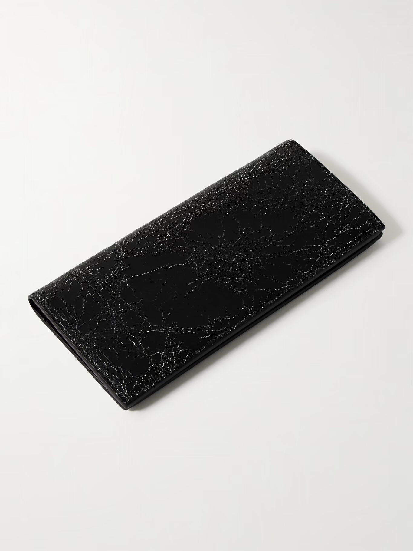Кошелек из потрескавшейся кожи с логотипом и двойным сложением ACNE STUDIOS, черный — фото 4