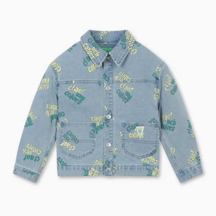 Детская джинсовая куртка Colors Lettering, синяя, от Benetton Kids