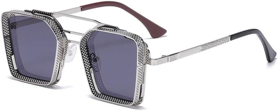 

Солнцезащитные очки MUTYNE в стиле ретро-панк, квадратные, для мужчин и женщин, в стиле стимпанк, разноцветные, с защитой от УФ-излучения UV400, из сплава, модные очки, Silver-black