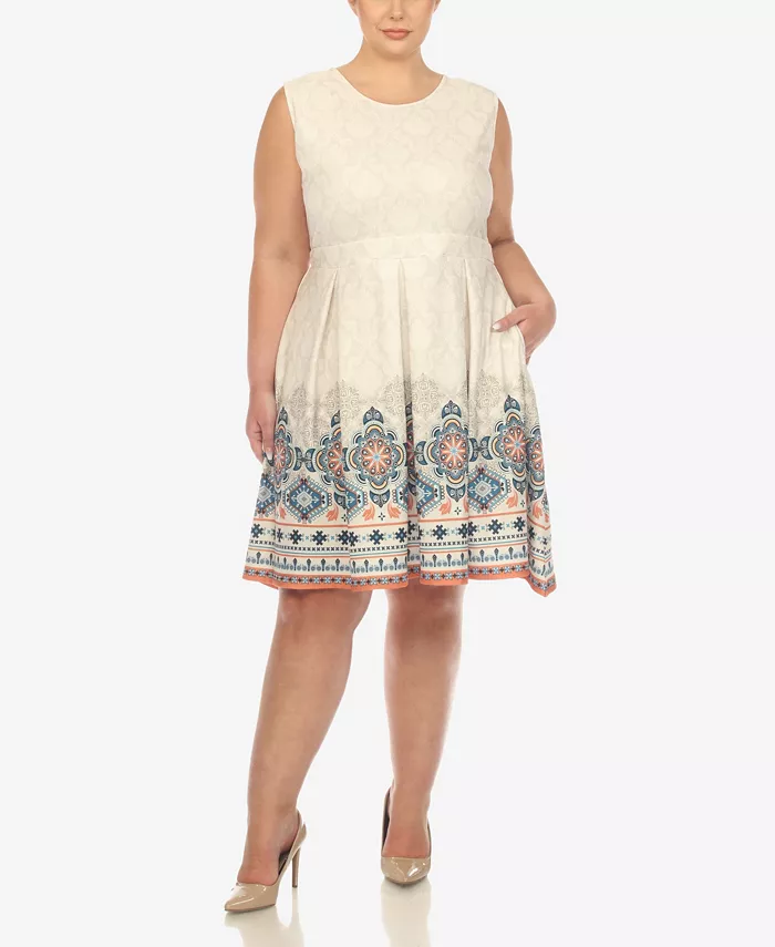 

Платье приталенное с расклешенной юбкой до колена Plus Size White Mark, коричневый/бежевый