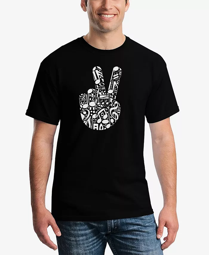 

Мужская футболка Peace Finger Notes Word Art LA Pop Art, черный