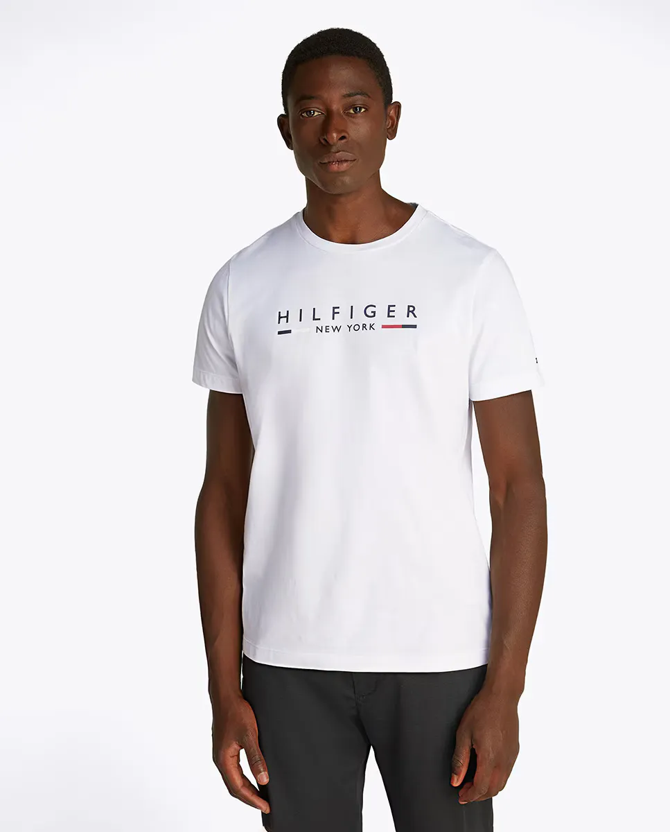 

Мужская футболка с напечатанным брендингом Tommy Hilfiger, белый