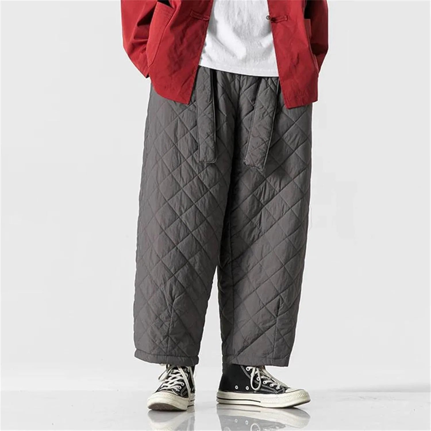 Мужские хлопковые утепленные зимние брюки на шнуровке, теплые повседневные спортивные брюки до щиколотки, мягкие термобрюки для активного отдыха — фото 4