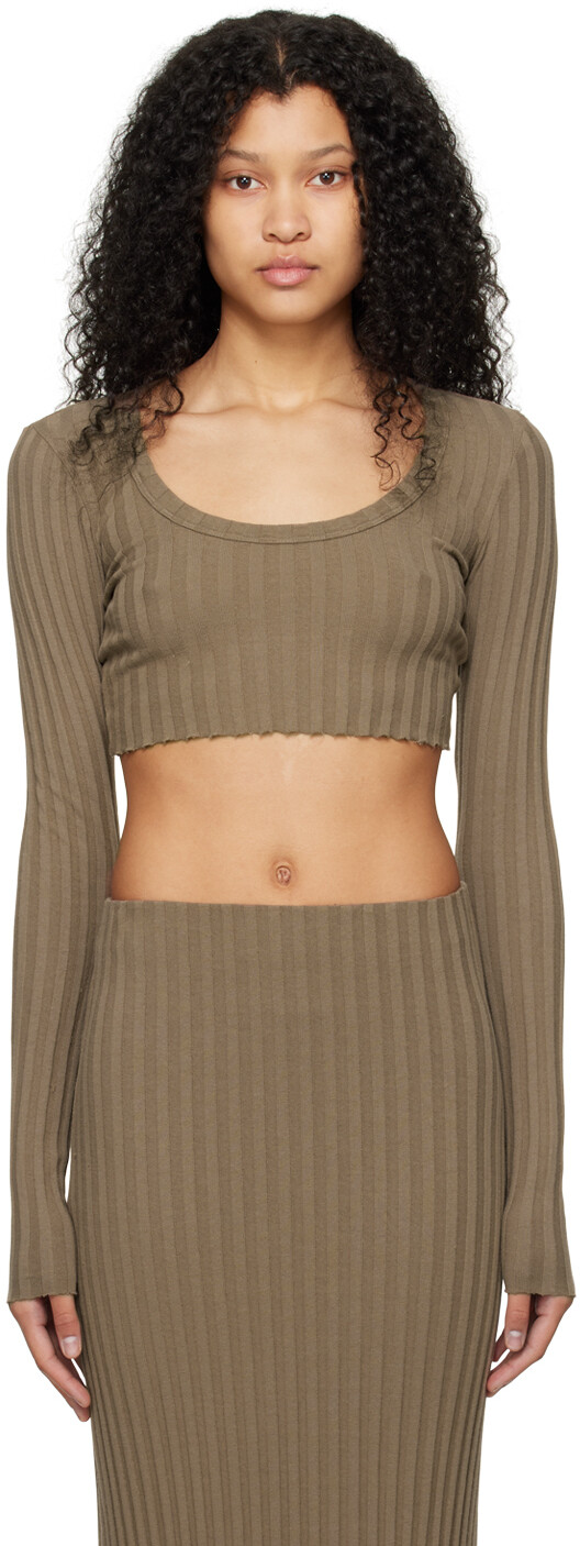 

Укороченная футболка COTTON CITIZEN Taupe Capri с длинными рукавами