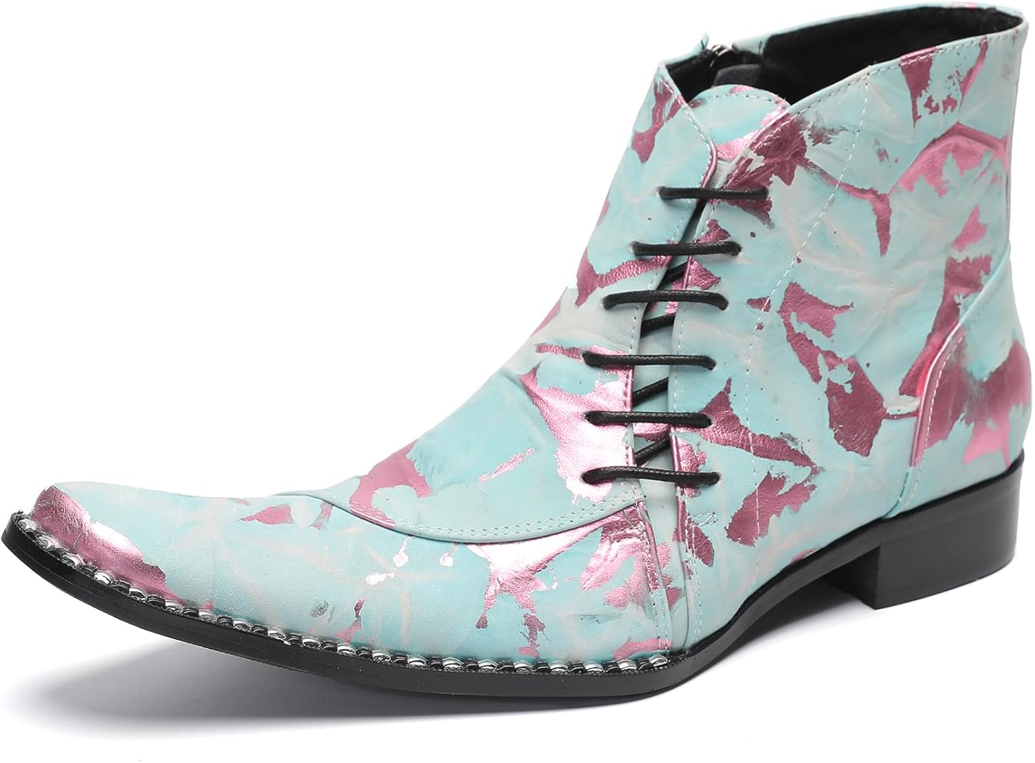 

Мужские повседневные ботинки Santimon Dress Casual Western Oxfords - настоящие кожаные ботинки до щиколотки с косой шнуровкой для выпускного, свадьбы или дискотеки, голубой