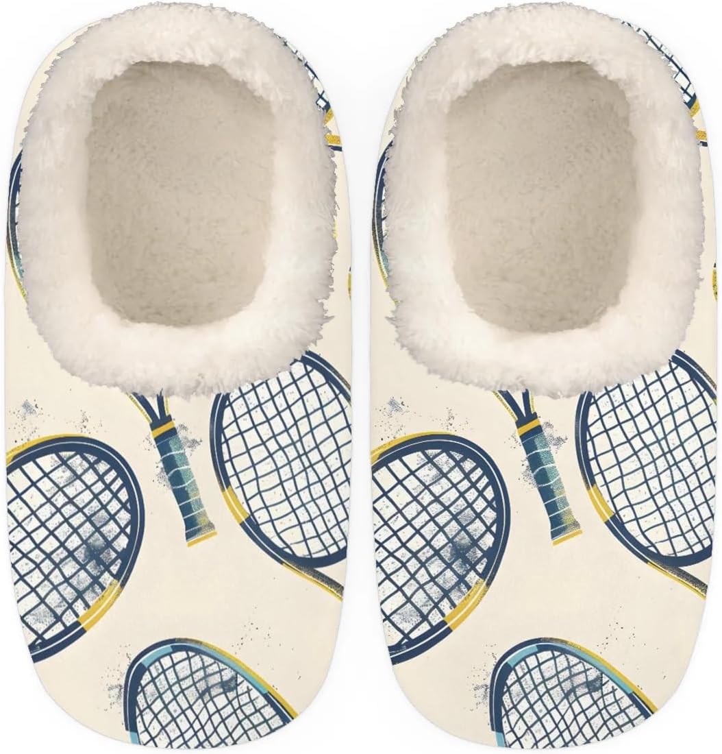 

Тапочки QsirBC в виде теннисной ракетки для женщин и мужчин, мягкие с эффектом памяти, с нескользящей подошвой, для дома и улицы, уютные и теплые, Tennis Racket L