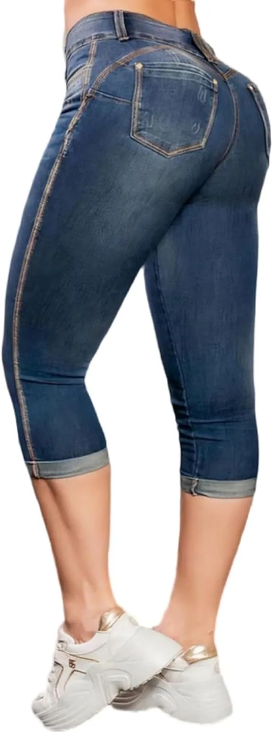 

Flamingals джинсы-капри с высокой талией для женщин, летние, облегающие