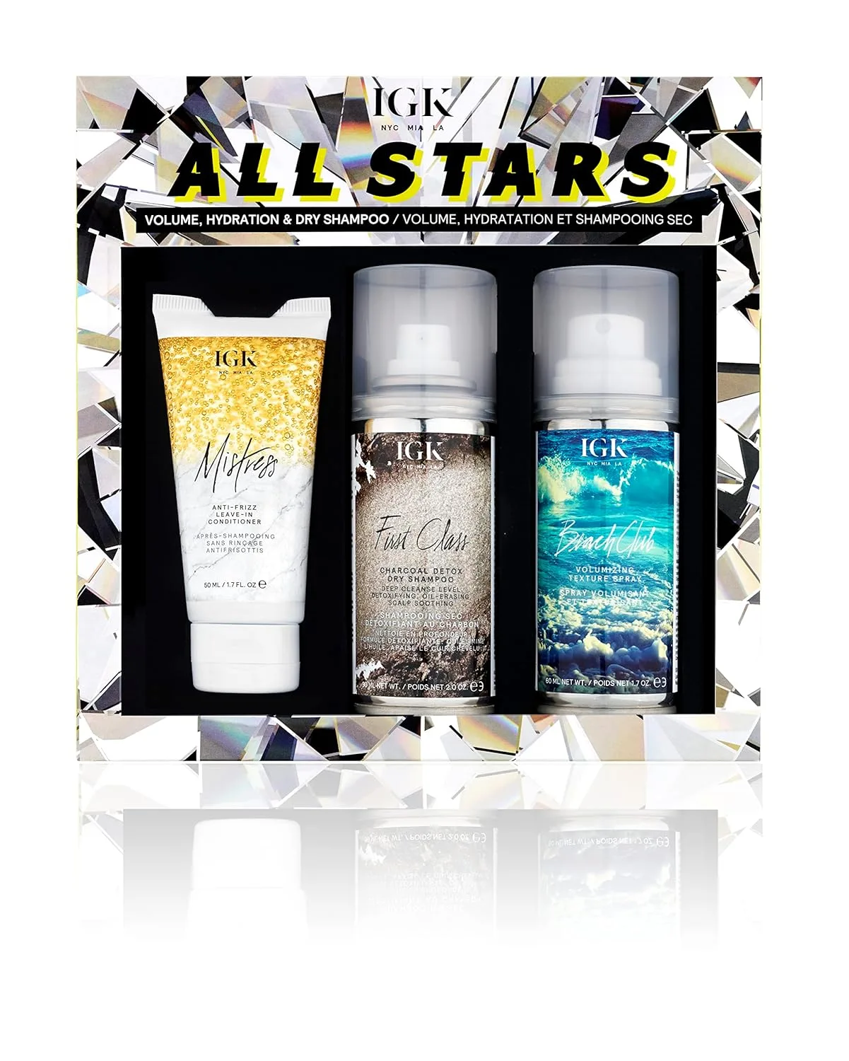 Набор для укладки и придания блеска волосам IGK ALL STARS Smooth Shine & Style Extend Kit, 150 мл.