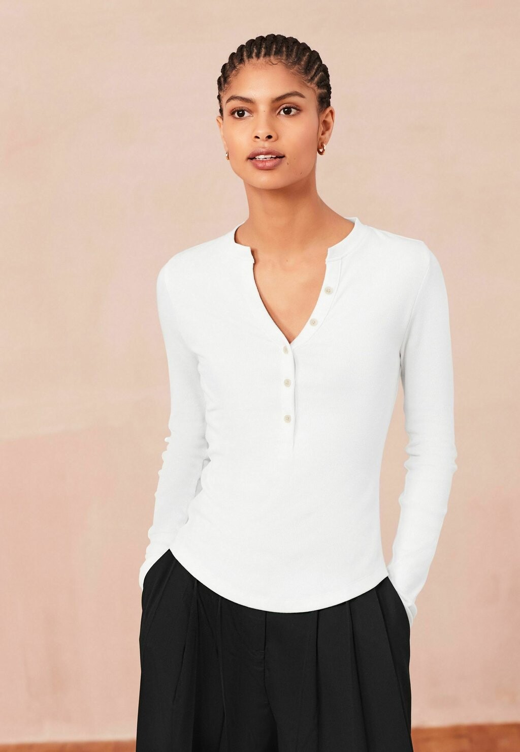 

Топ с длинными рукавами Button Detail Henley Next, белый