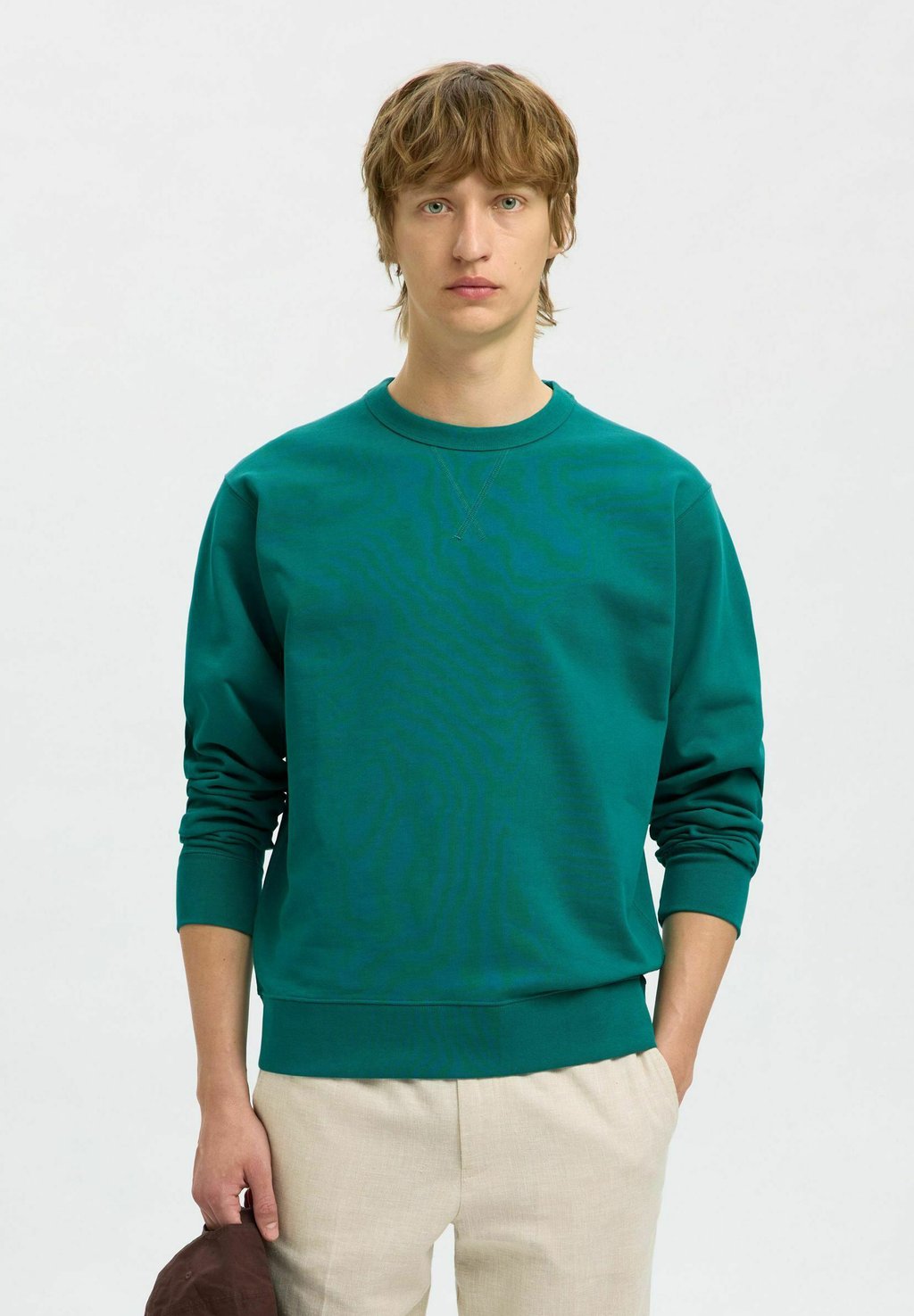 

Толстовка SLHRELAXLUKE CREW NECK Selected Homme, темно-зеленый