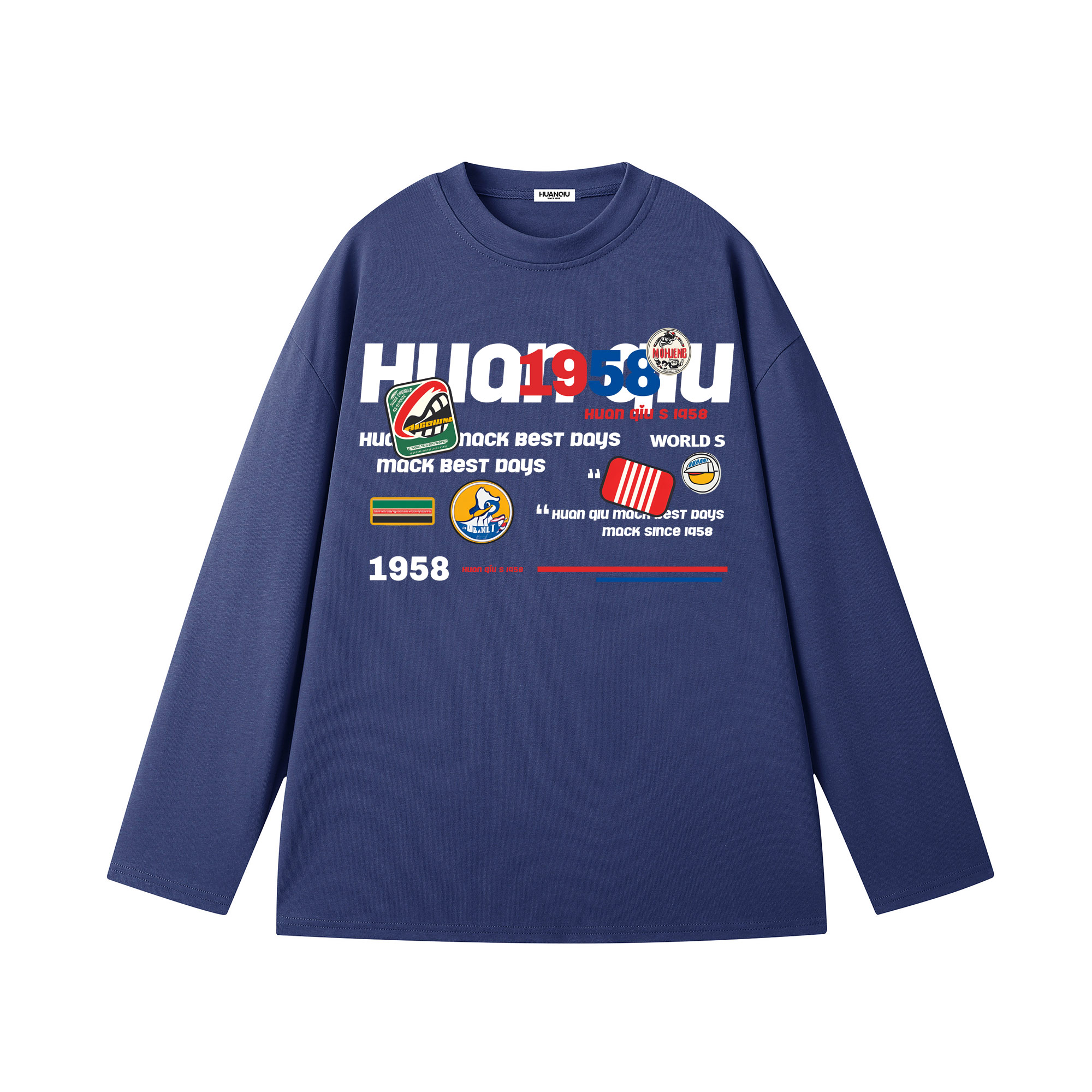 

Футболка с длинным рукавом Unisex HUANQIU, темно-синий