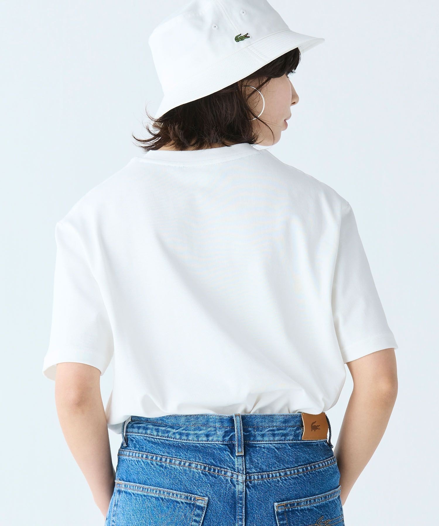 Футболка Lacoste, короткий рукав, плотная ткань, резиновый принт и логотип, off white — фото 4