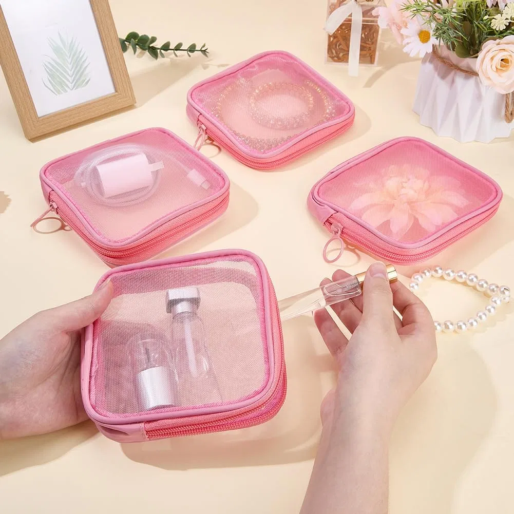 Набор из 4 сетчатых косметичек с молнией от CREATCABIN Creatcabin, Rosa — фото 3