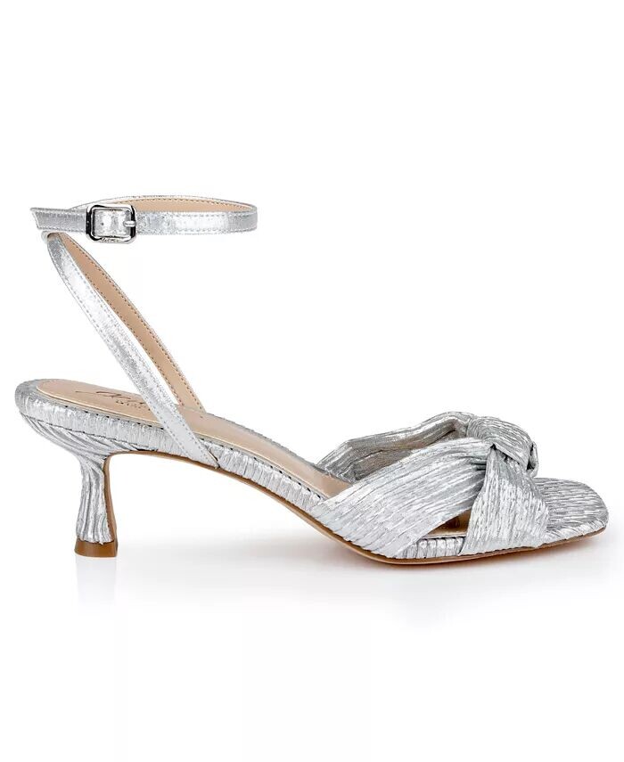 Женские босоножки на каблуке-китенке Jewel Badgley Mischka, серебро — фото 2