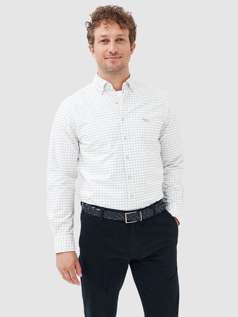 

Оксфордская хлопковая рубашка в клетку с длинными рукавами Rodd & Gunn Windowpane, песочный цвет