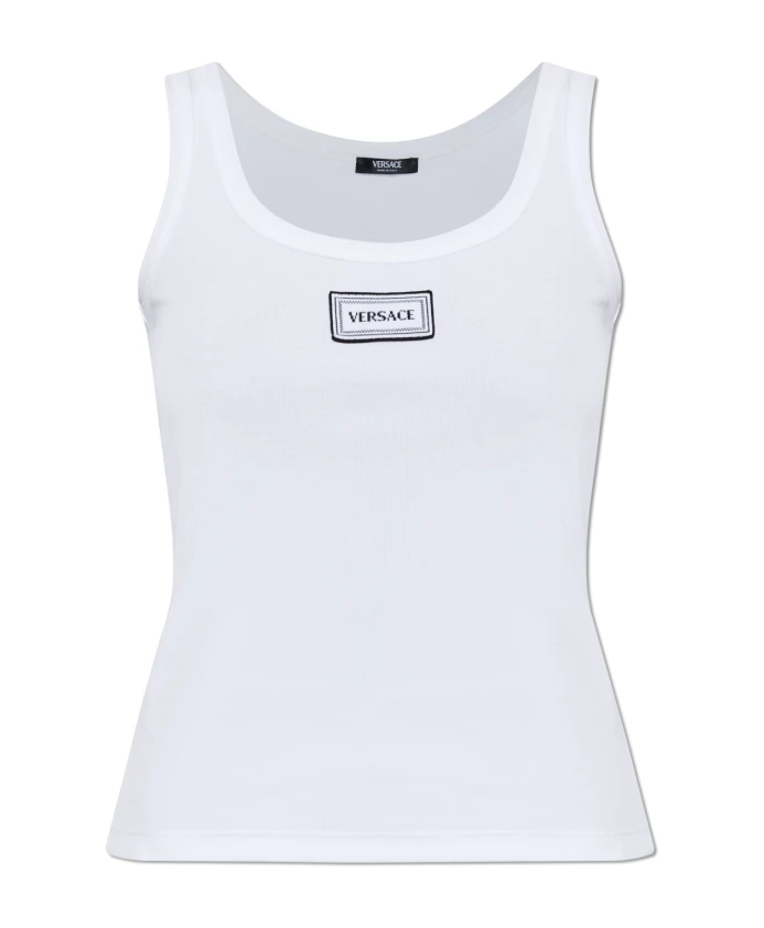 

Ребристый топ из эластичного хлопка Versace, белый