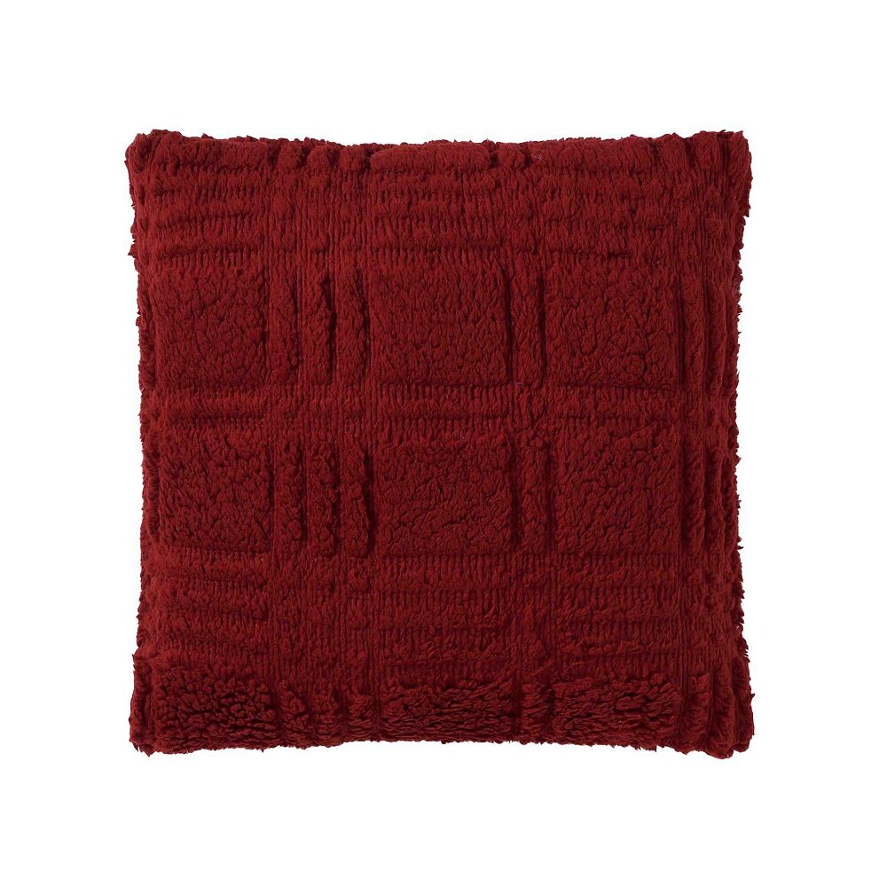 

Декоративная подушка из искусственной овчины Cuddl Duds с вырезами в клетку, красный
