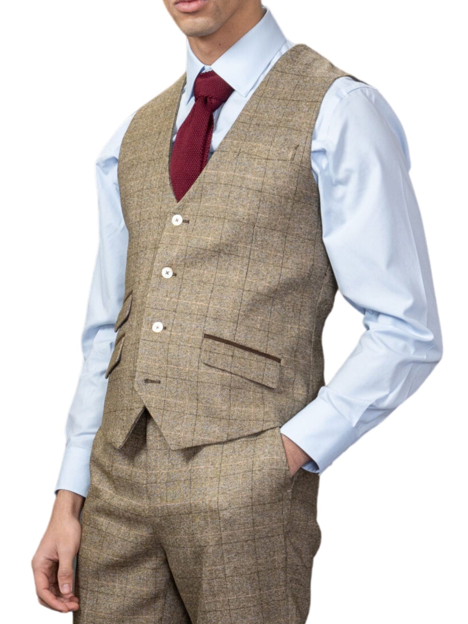 

Коричневый клетчатый жилет Slim Fit жилет Robert Simon
