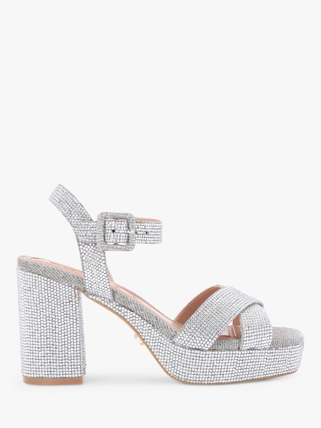 

Босоножки Carvela Serafina Jewel на блочном каблуке, серебряный